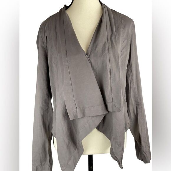 Eileen Fisher linen viscose dapple (gray) cascading open jacket top sz L - Picture 1 of 7